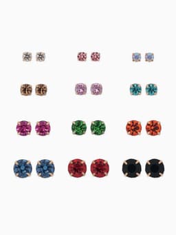 Серьги пусеты 12 пар «Фантазия», маленькие d=3-6 мм, цветные в золоте