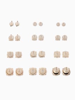 Серьги пусеты 12 пар «Фантазия», маленькие d=3-6 мм, цветные в золоте