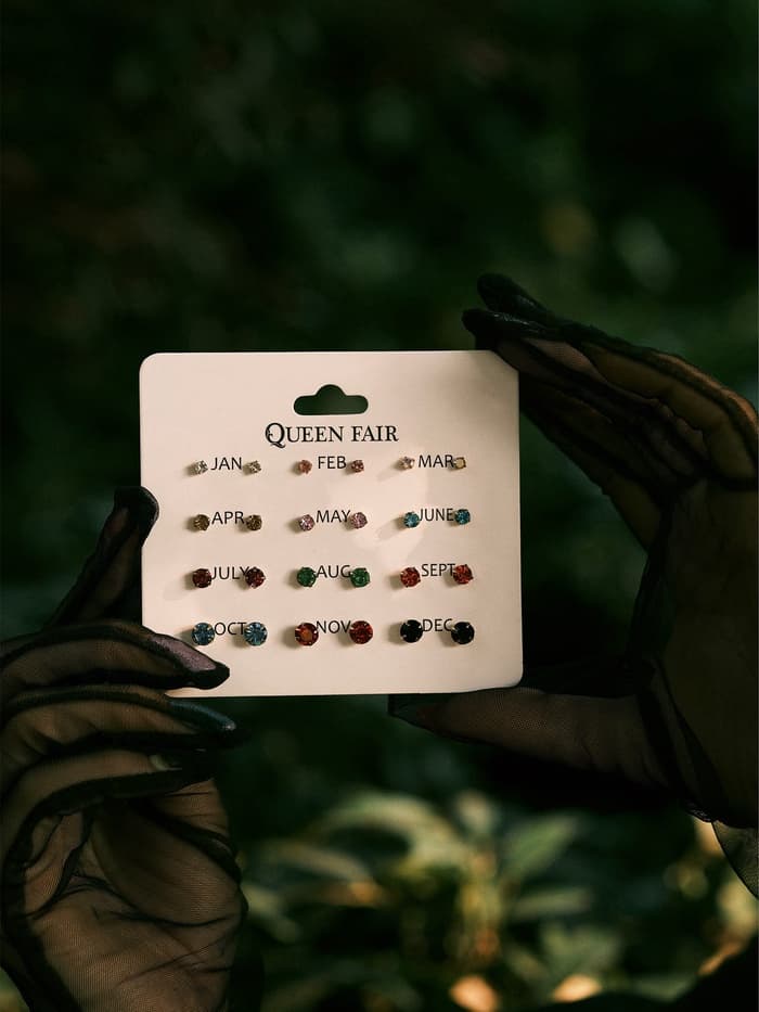 Серьги пусеты 12 пар «Фантазия», маленькие d=3-6 мм, цветные в золоте