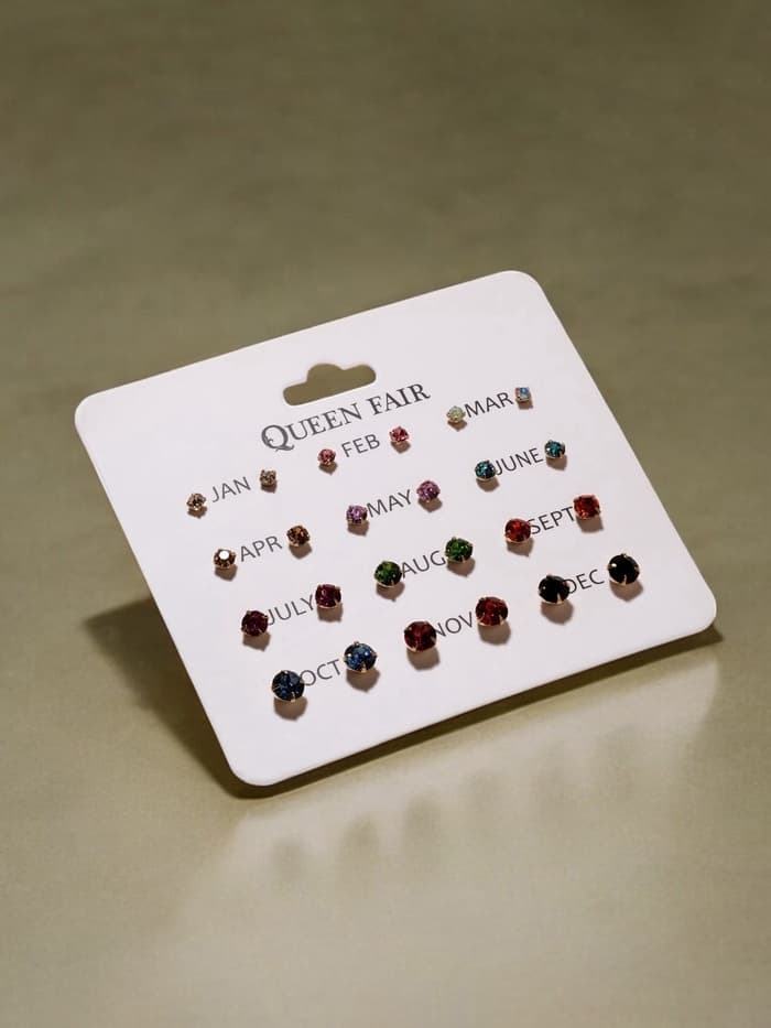 Серьги пусеты 12 пар «Фантазия», маленькие d=3-6 мм, цветные в золоте