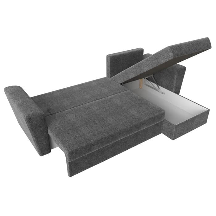 Угловой диван «Амстердам лайт», еврокнижка, правый угол, рогожка, цвет серый