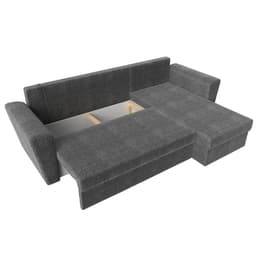 Угловой диван «Амстердам лайт», еврокнижка, правый угол, рогожка, цвет серый