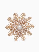 Брошь «Снежинка с жемчугом», белая в золоте