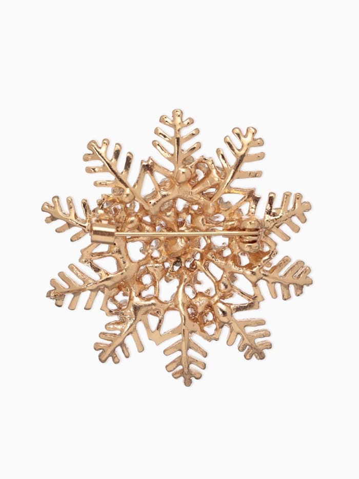 Брошь «Снежинка с жемчугом», белая в золоте