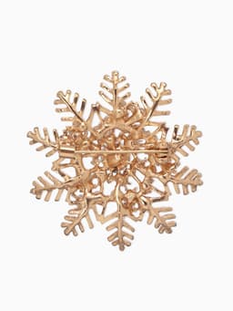 Брошь «Снежинка с жемчугом», белая в золоте