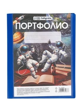Папка-портфолио А4, Calligrata «Космические друзья», пластиковая, на 2 кольцах, 10 файлов, МИКС