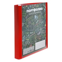 Папка-портфолио А4, Calligrata «Веселая школа», пластиковая, на 4 кольцах, для школьника, 20 файлов