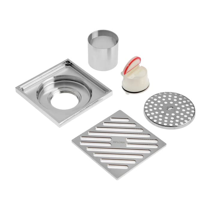 Трап AFLORN AF10710-10, d=50 мм, вертикальный, 100×100 мм, латунь, хром