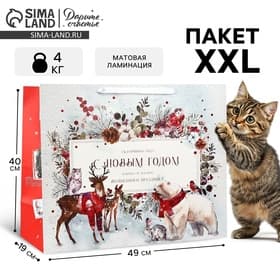 Пакет подарочный новогодний ламинированный «С Новым годом», XL 49×40×19 см