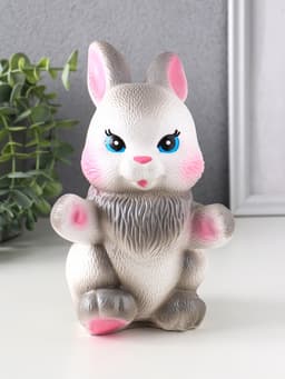 Копилка для денег «Радостный заяц», гипс, серый, 21 см