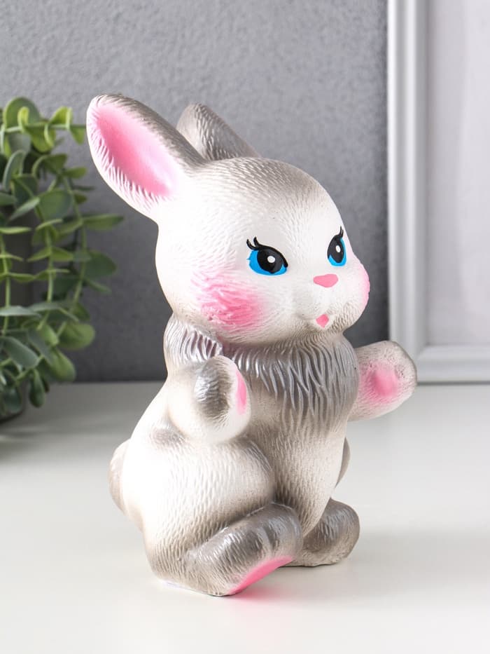 Копилка для денег «Радостный заяц», гипс, серый, 21 см