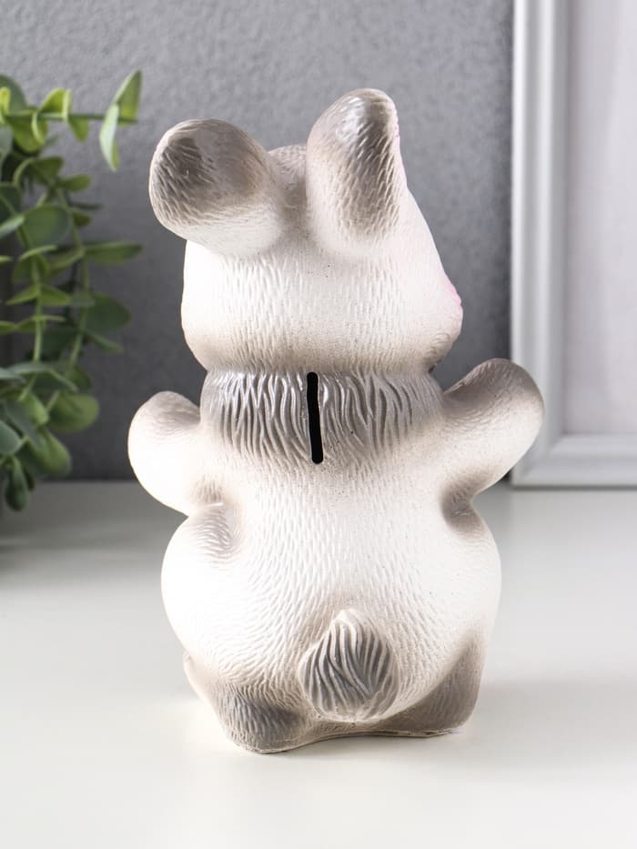 Копилка для денег «Радостный заяц», гипс, серый, 21 см