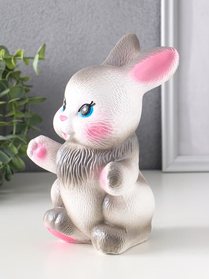 Копилка для денег «Радостный заяц», гипс, серый, 21 см