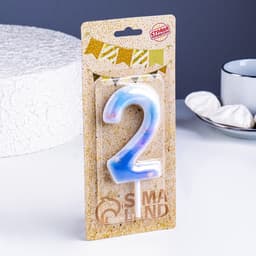 Свеча в торт на шпажке «Звездопад», цифра 2, 9 см, ГИГАНТ
