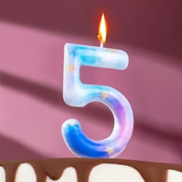 Свеча в торт на шпажке «Звездопад», цифра 5, 9 см, ГИГАНТ