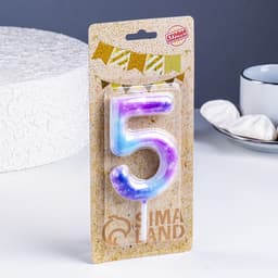 Свеча в торт на шпажке «Галактика», цифра 5, 9 см, ГИГАНТ