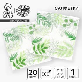 Салфетки бумажные «Узоры природы», 24×24 см, 20 шт.