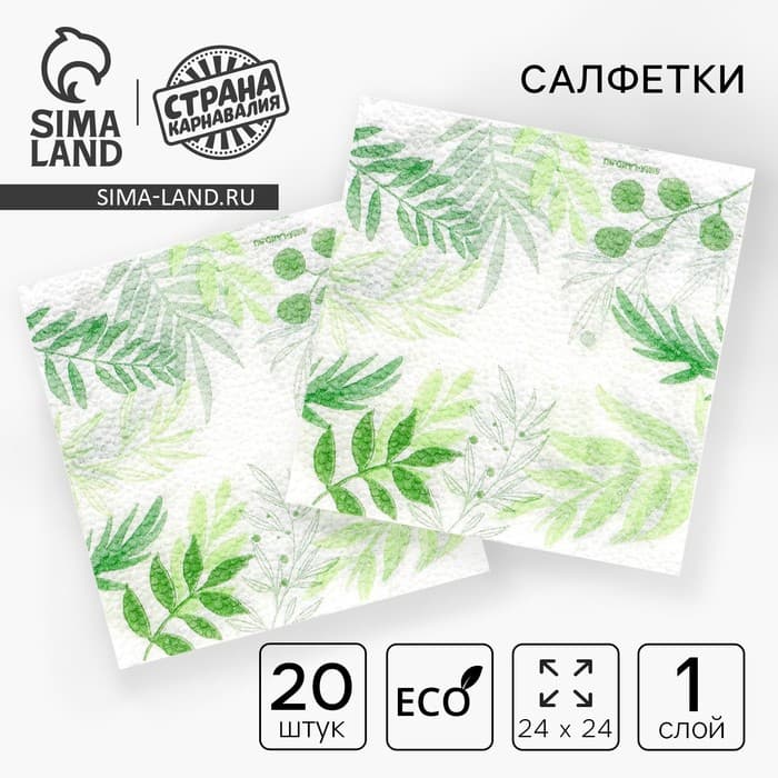 Салфетки бумажные «Узоры природы», 24×24 см, 20 шт.