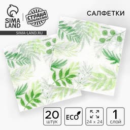 Салфетки бумажные «Узоры природы», 24×24 см, 20 шт.
