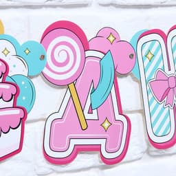 Гирлянда на люверсах с украшениями 5 шт. «С Днем рождения!», нежно-розовый, длина 245 см