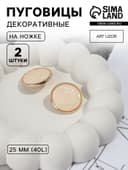 Пуговицы на ножке, металлические, d=25 мм, набор 2 шт., цвет золотой, розовый кварц