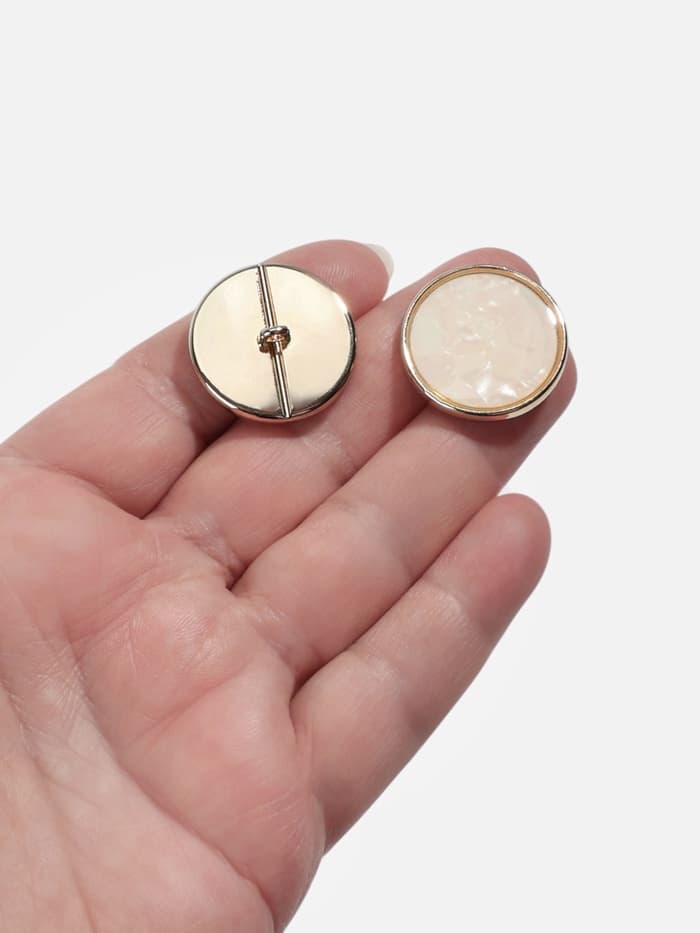 Пуговицы на ножке, металлические, d=25 мм, набор 2 шт., цвет золотой, розовый кварц