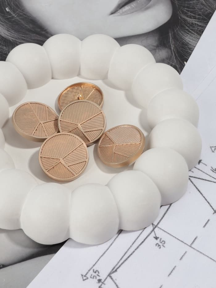 Пуговицы на ножке, металлические, «Геометрия», d=25 мм, набор 5 шт., цвет золотой