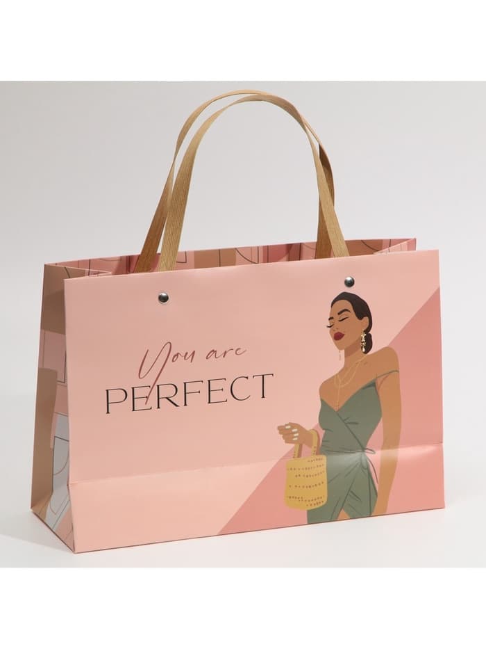 Пакет подарочный, упаковка, «Ты идеальна», 30×20×10 см