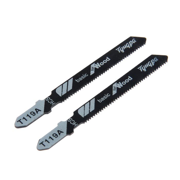Пилки для лобзиков ТУНДРА, по дереву, прямой рез, HCS, 50/75×1.2 мм, 2 шт.