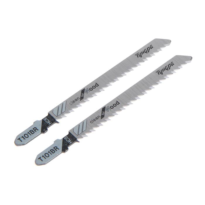 Пилки для лобзиков ТУНДРА, по дереву, чистый прямой рез, HCS, 75/100×2.5 мм, 2 шт.