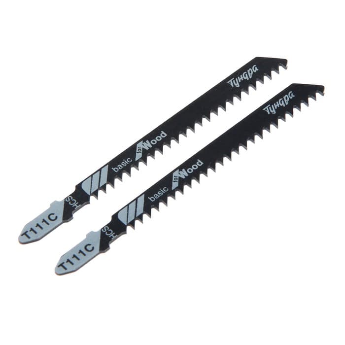Пилки для лобзиков ТУНДРА, по дереву, прямой грубый рез, HCS, 75/100×3 мм, 2 шт.