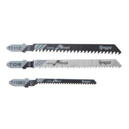 Набор пилок для лобзиков ТУНДРА, по дереву, прямой, фигурный и быстрый рез, HCS, 3 шт.
