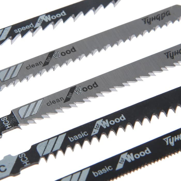 Универсальный набор пилок для лобзиков ТУНДРА, по дереву и металлу, 5 шт.