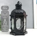 Металлический подсвечник-фонарь на 1 свечу «Цветущие вензеля», стекло, d=10 см, чёрный, 13.5×15×29 см