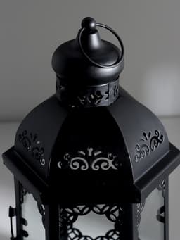 Металлический подсвечник-фонарь на 1 свечу «Цветущие вензеля», стекло, d=10 см, чёрный, 13.5×15×29 см