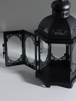 Металлический подсвечник-фонарь на 1 свечу «Цветущие вензеля», стекло, d=10 см, чёрный, 13.5×15×29 см