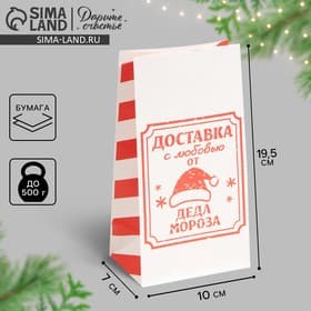 Пакет без ручек «Доставка с любовью», 10×19.3×7 см