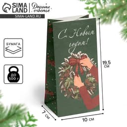 Пакет без ручек новогодний «С Новым годом», 10×19×7 см