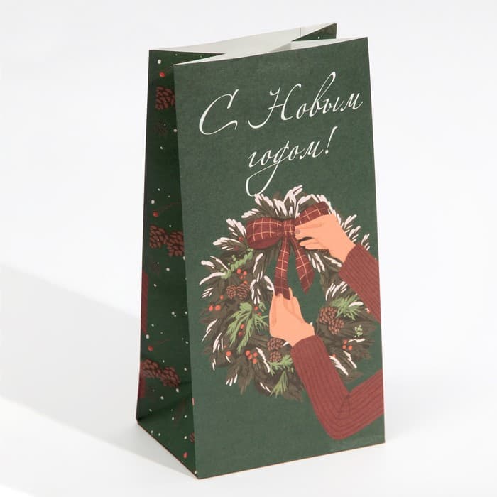 Пакет без ручек новогодний «С Новым годом», 10×19×7 см