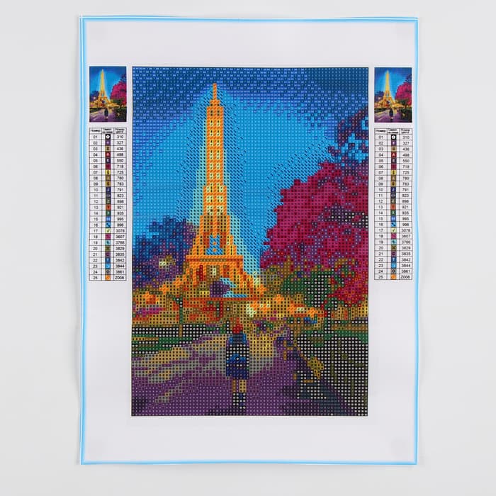 Алмазная мозаика с полным заполнением со светящимися стразами на холсте «Город любви», 20×30 см