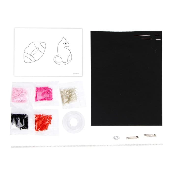 Вышивка бисером, брошь «Кошка и губы», набор для творчества