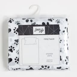 Простыня евро LoveLife Cat, 220×240 см, 100% хлопок, поплин 125 г/м²