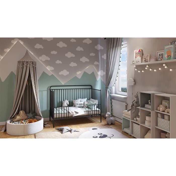 Кровать-трансформер Polini kids Vintage 400, детская, металлическая, чёрная, матовая