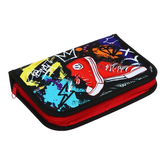 Пенал школьный, 3 секции, 14×21×4 см «Кеды»