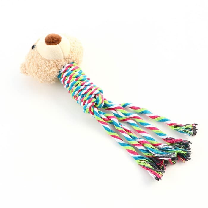 Мягкая игрушка для собак «Медведь», 24 см, с погремушкой, разноцветная