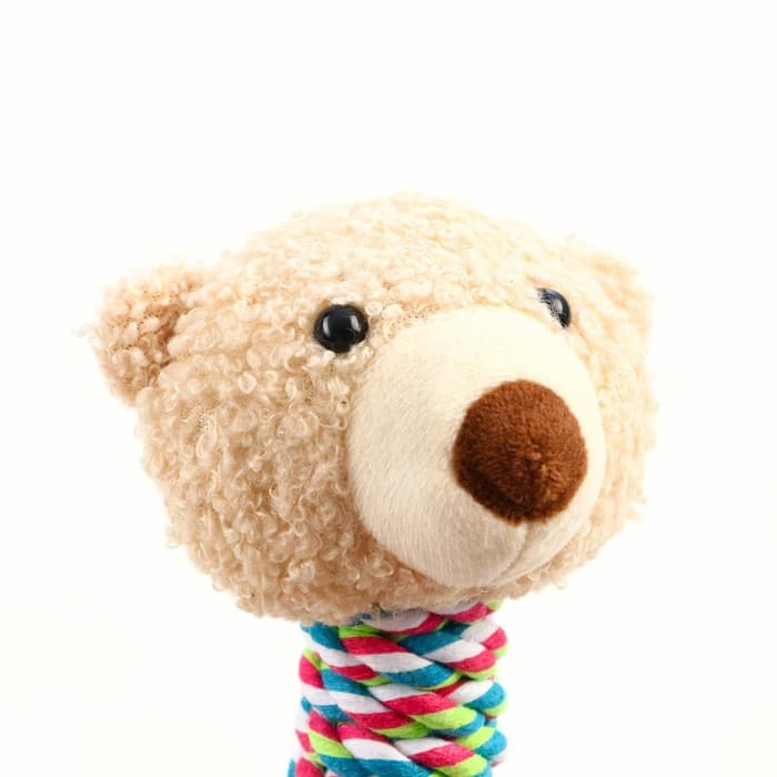 Мягкая игрушка для собак «Медведь», 24 см, с погремушкой, разноцветная