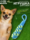 Игрушка канатная, плетёная с ручкой, 120 г, до 31 см, синяя, зелёная