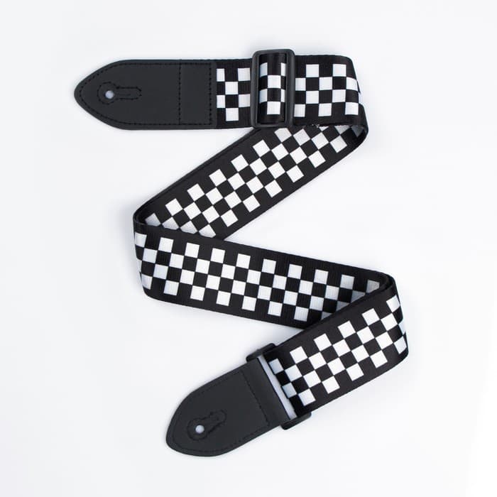 Ремень для гитары, шашечки, 60-117×5 см, черно-белый