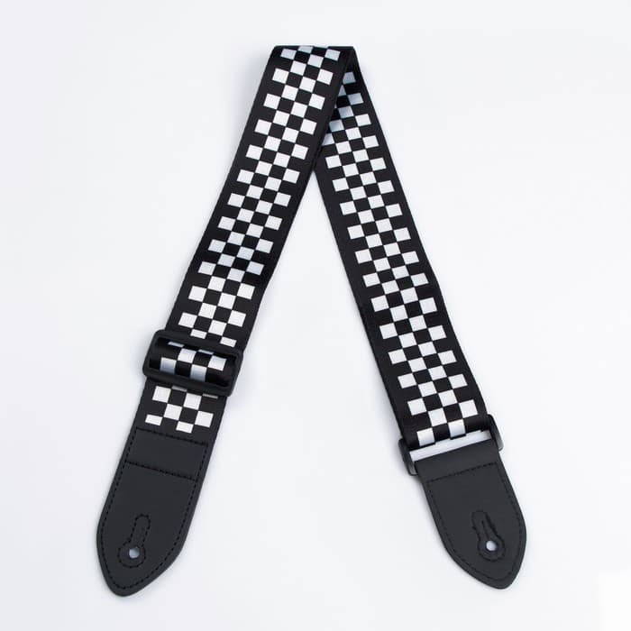 Ремень для гитары, шашечки, 60-117×5 см, черно-белый