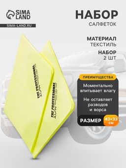 Набор водопоглощающих салфеток AION Professional Chamois, 2 шт., 43×33 см, желтый